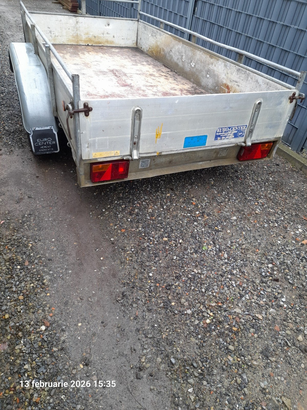 Remork aanhangwagen dubbelassige met papiren in aluminium, Ophalen of Verzenden