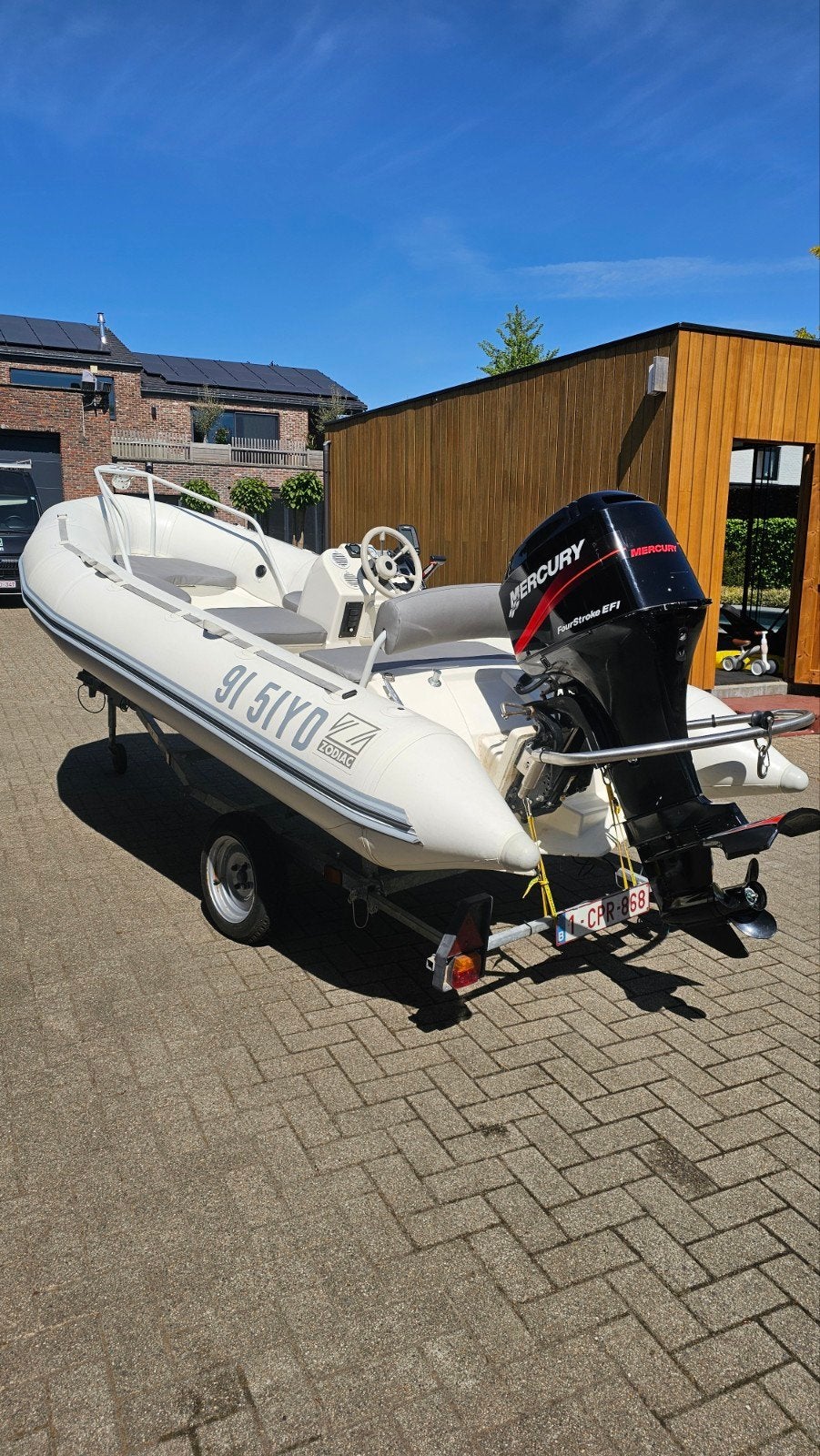 Te koop zodiak yachtline 420 met 60pk mercury, Watersport en Boten, Ophalen, Kussens, Mercury
