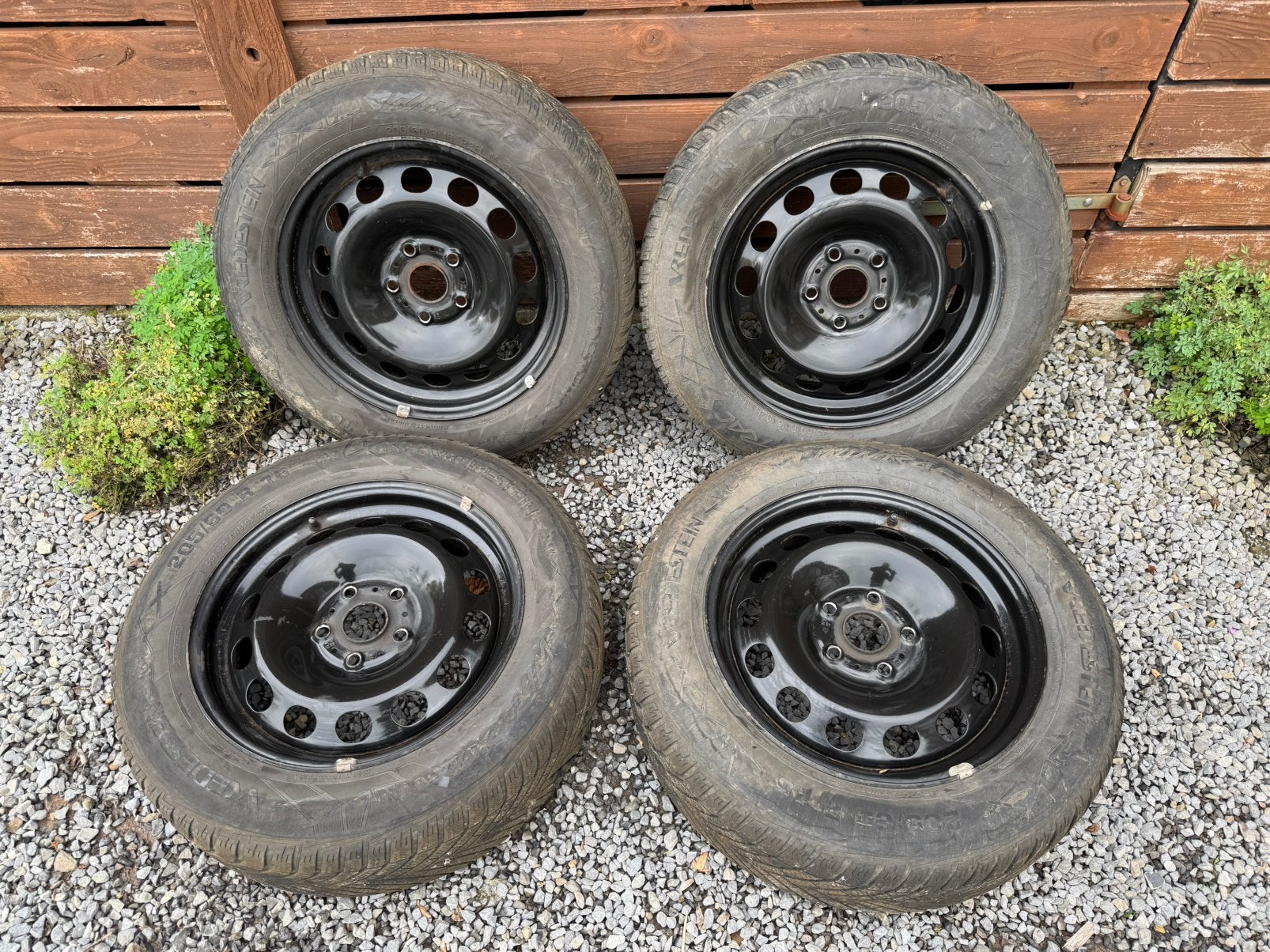 Jeu hiver sur jantes acier, Ophalen, Gebruikt, 16 inch, Banden en Velgen