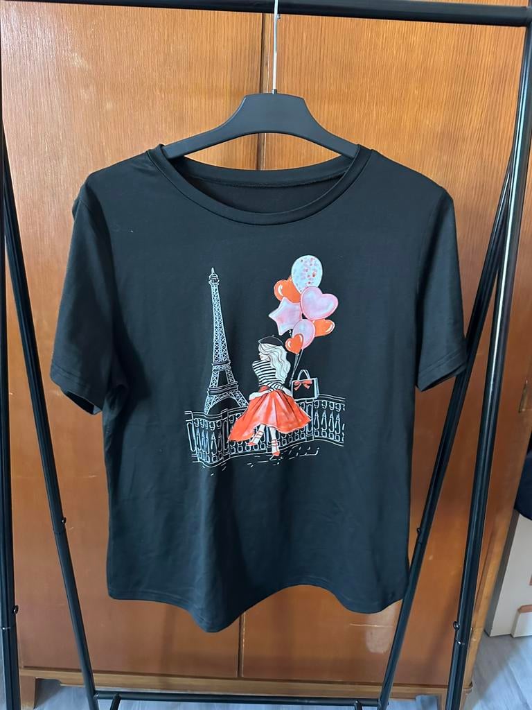 T-shirt met vrouw, Kleding | Dames, Ophalen, Zo goed als nieuw, Overige kleuren, Korte mouw