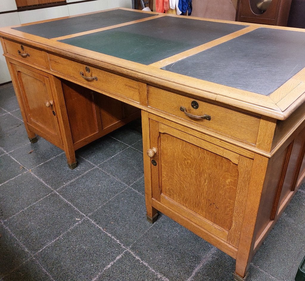 bureau hout dubbelzijdig antiek retro vintage, Ophalen, Gebruikt, Hout, Antiek