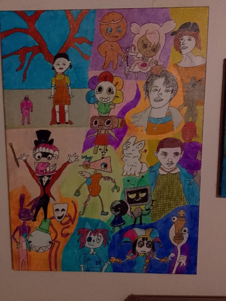 Tekening op canvas, Antiek en Kunst, Kunst | Etsen en Gravures, Ophalen, Overige technieken