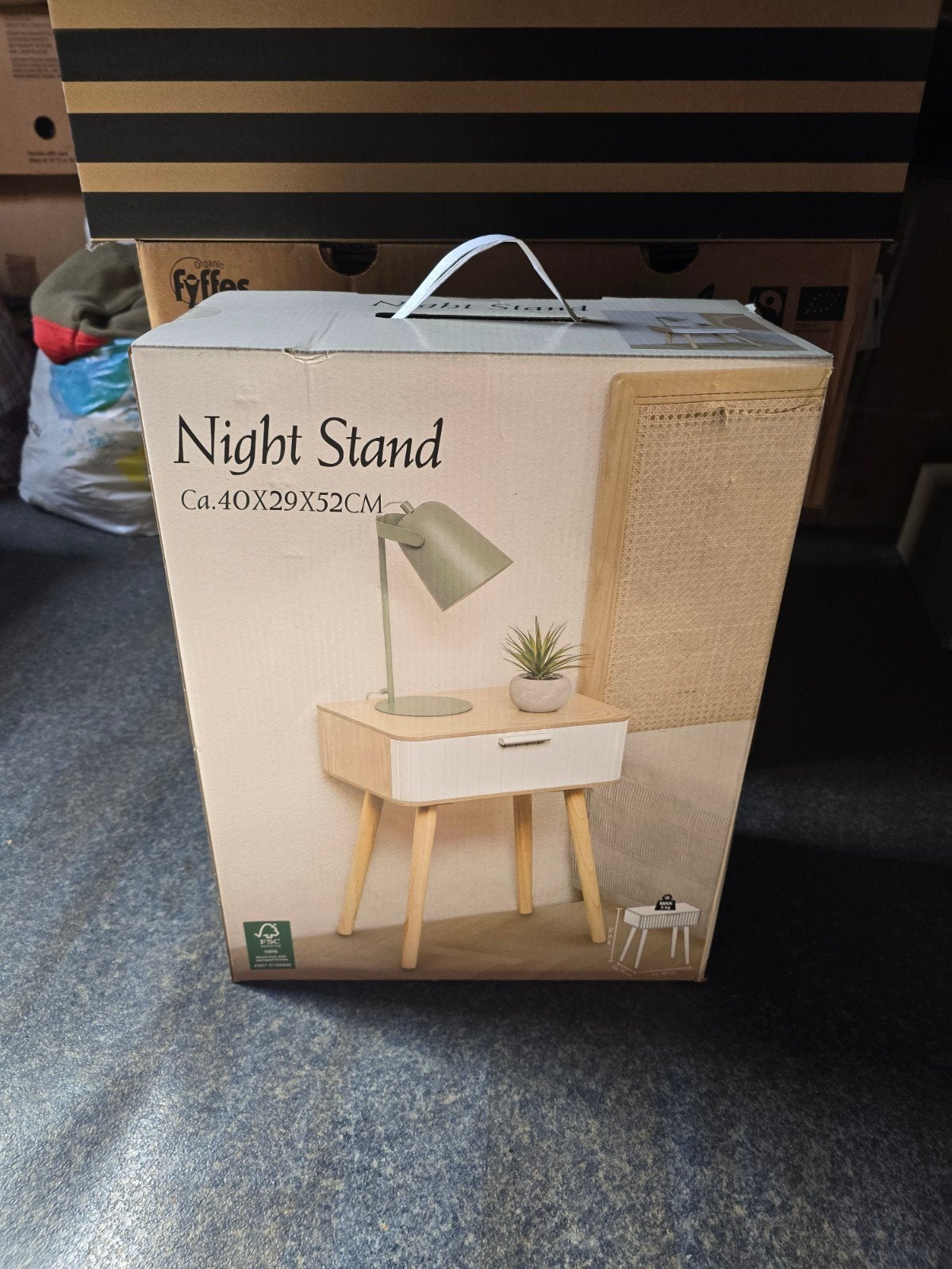 Table de chevet/de nuit blanche/bois clair Action, Maison & Meubles, Neuf, Moins de 55 cm, Moins de 45 cm, Enlèvement