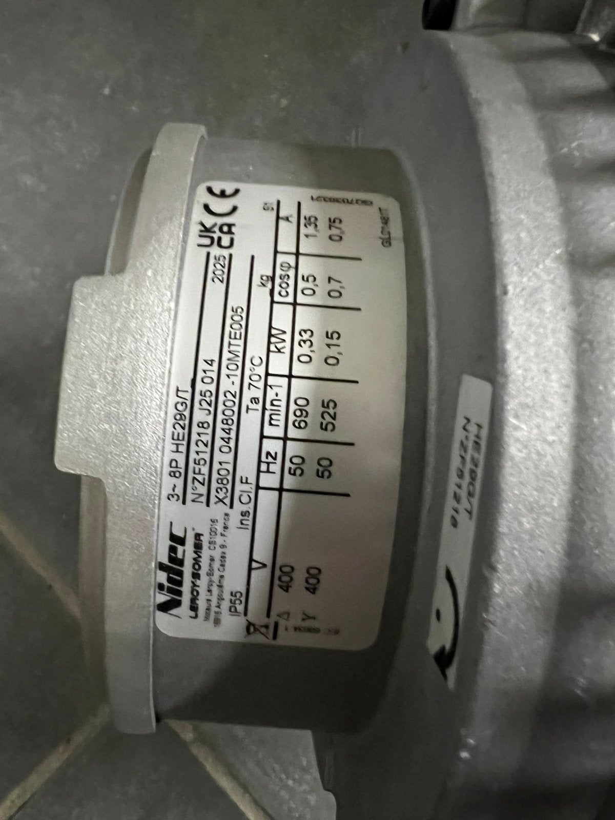 Moteur électrique Nidec Leroy-Sommer, Bricolage & Construction, Enlèvement ou Envoi, Neuf, Moteur électrique, Moins de 1400 tpm