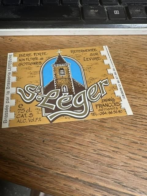 étiquette boissons St Léger bière forte, Francois Dottignies, Enlèvement ou Envoi, Neuf, Autres types, Autres marques