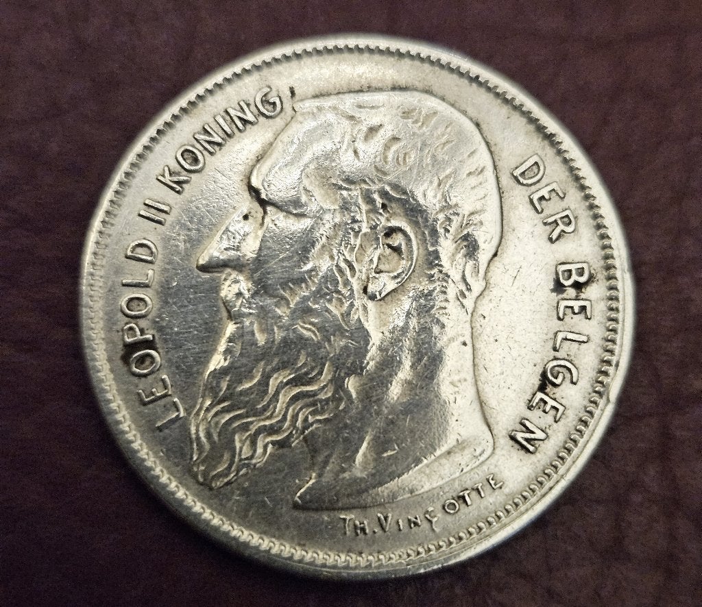 Zilver munt België 2 Frank Leopold II. 1909., Postzegels en Munten, Ophalen, Zilver, Losse munt, Zilver