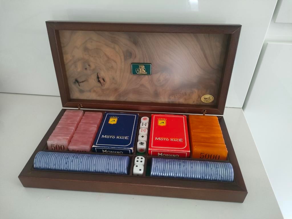 Zeldzame Vintage Modiano "Moto Race" Gameset in Houten Kist, Ophalen of Verzenden