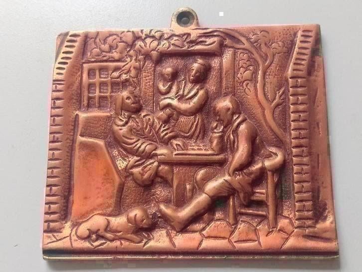 ANTIEKE bronzen/koperen plaquette, Antiek en Kunst, Antiek | Brons en Koper, Ophalen of Verzenden, Koper