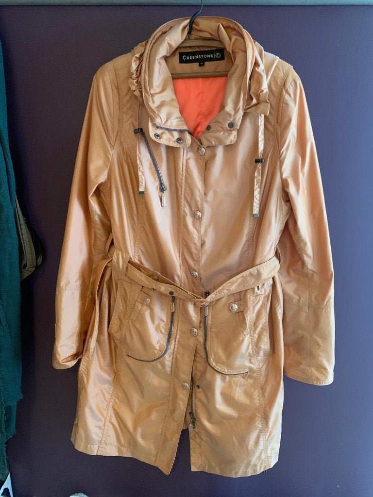 Veste/trench-coat Creenstone orange abricot — taille 44, Taille 42/44 (L), Enlèvement ou Envoi, Creenstone, Porté