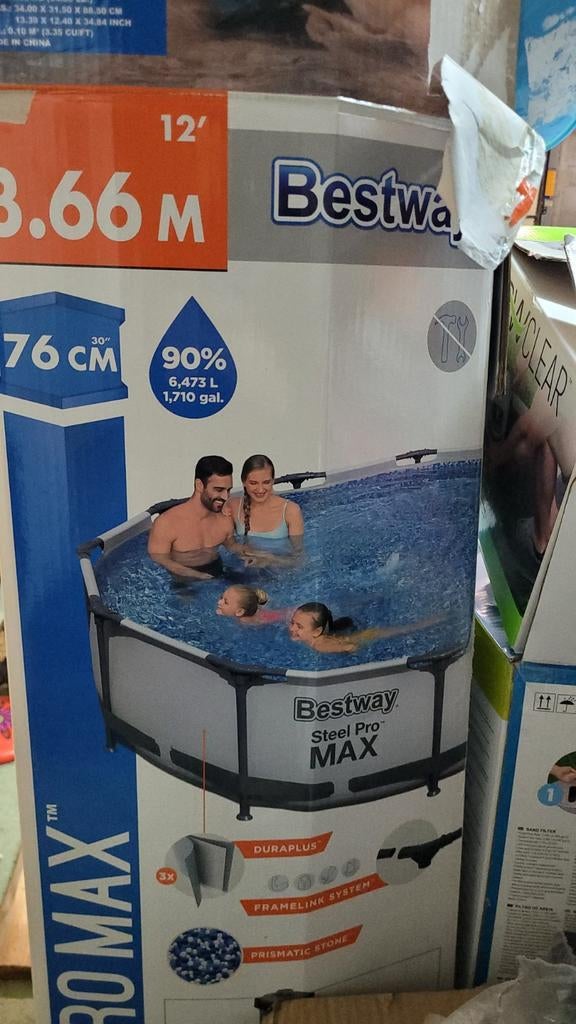 Piscine Bestway Steel Pro Max 3,66m + filtre à sable, Tuin en Terras