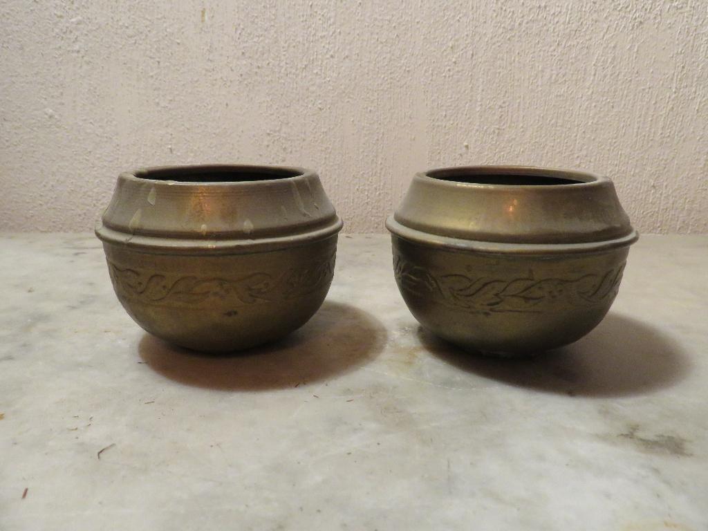 Pots à fleurs vintage en laiton Art Nouveau Midcentury, Enlèvement ou Envoi