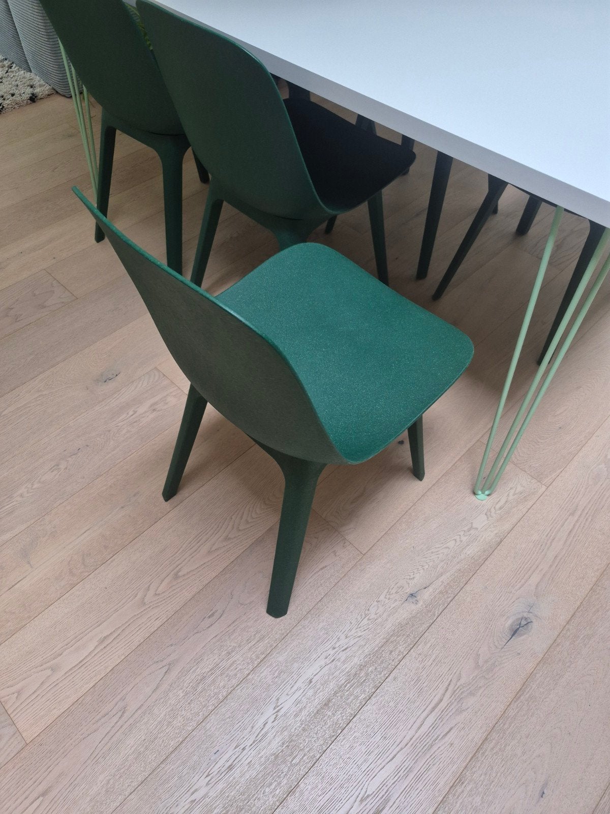 Set van 6 IKEA eetkamerstoelen – donkergroen in goede staat!, Ophalen, Kunststof, Overige kleuren, Vijf, Zes of meer stoelen