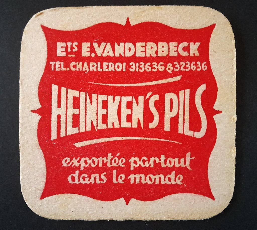 Brasserie Heineken's  Charleroi Sous Bock Recto/Verso, Verzamelen, Biermerken, Verzenden, Gebruikt, Viltje(s), Heineken