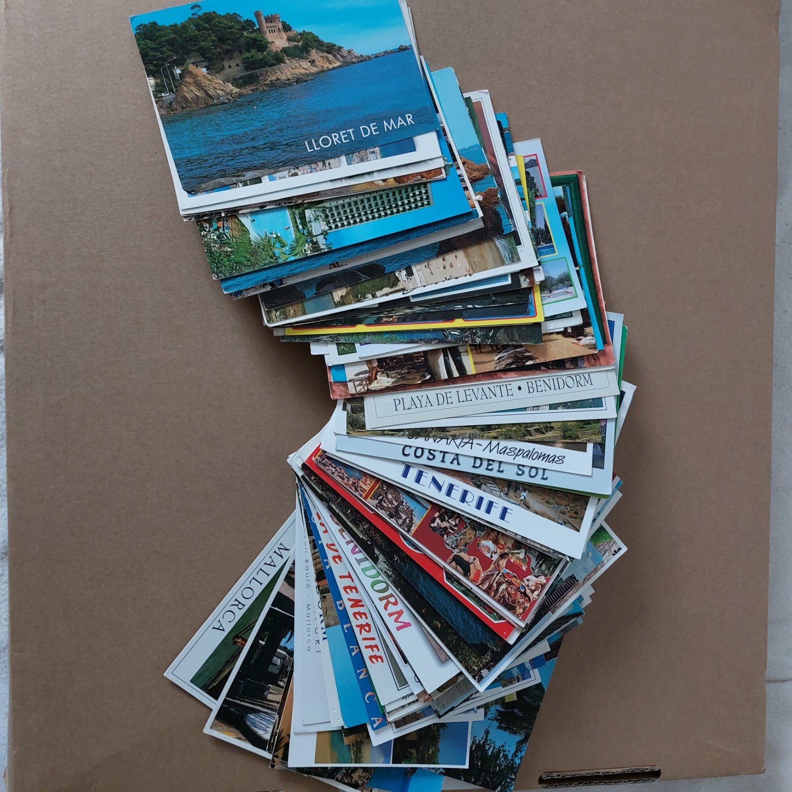 lot van 100 gelopen postkaarten van Spanje, Verzamelen, Ophalen of Verzenden, Spanje