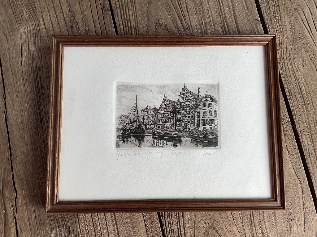 Ancien cadre de la maison de guilde de Gand, Antiquités & Art, Art | Peinture | Classique, Enlèvement ou Envoi, Autres sujets
