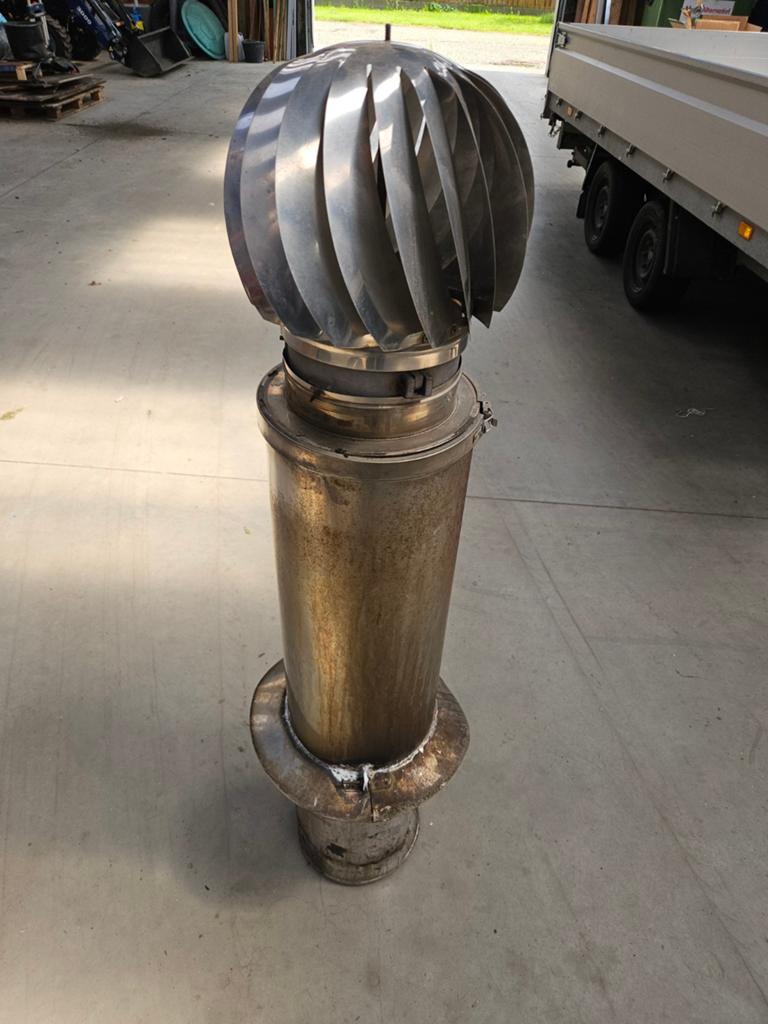Inox dubbelwandig schouw 135 cm hoog, diameter 200/ 250, Ophalen