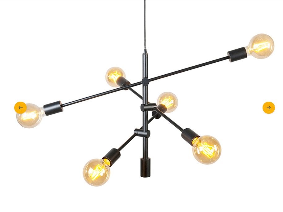 Lampe suspendue industrielle noire à 6 lumières - Sydney 3 p, Enlèvement, Comme neuf, Verre, E27 (grand)