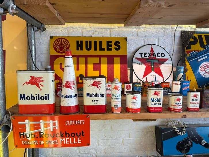 Vintage Mobil Olieblikken - Diverse Matchende Collectie