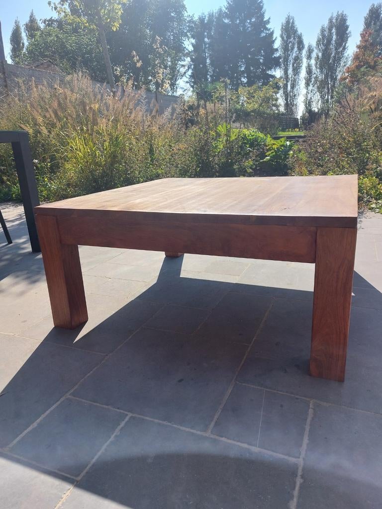 Salontafel teak 1m1m, Ophalen, Hout