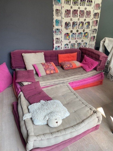 modulaire hoekzetel min 6 plaatsen, Maison & Meubles, Enlèvement, Utilisé, Tissus, Bohemian Ibiza stijl