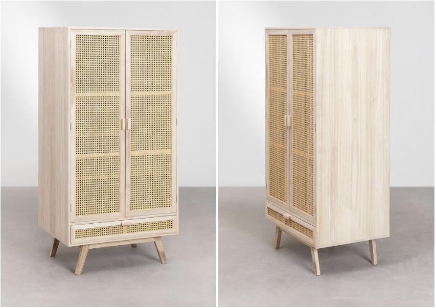Houte kast met lade, met natuurlijke afwerking, Huis en Inrichting, Kasten | Kleerkasten, Design scandinave, 50 tot 100 cm, Zo goed als nieuw