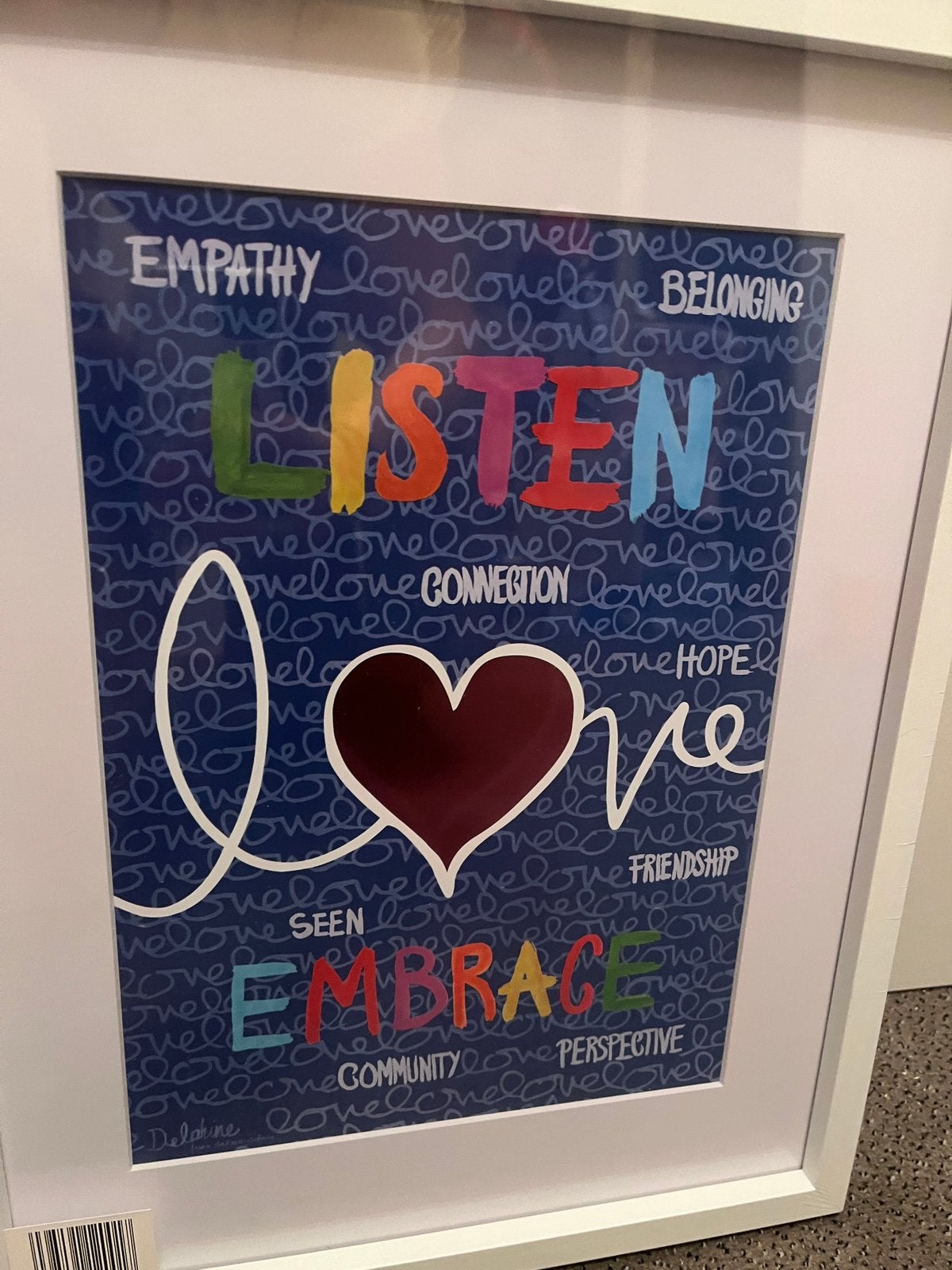 Print/Kader listen love embrace warme william Delphine boel, Ophalen