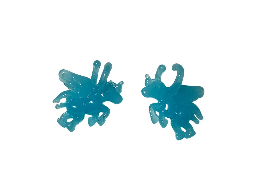 Blauwe eenhoornoorbellen voor kinderen, Handtassen en Accessoires, Kindersieraden, Ophalen, Zo goed als nieuw, Blauw, Oorbellen