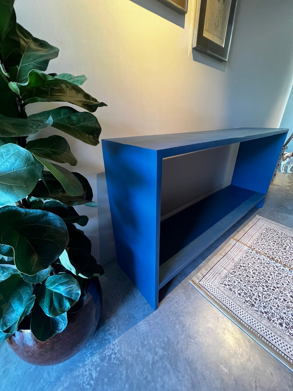 Teak Console blauw, Huis en Inrichting, Ophalen, Gebruikt, 150 tot 200 cm, Teakhout