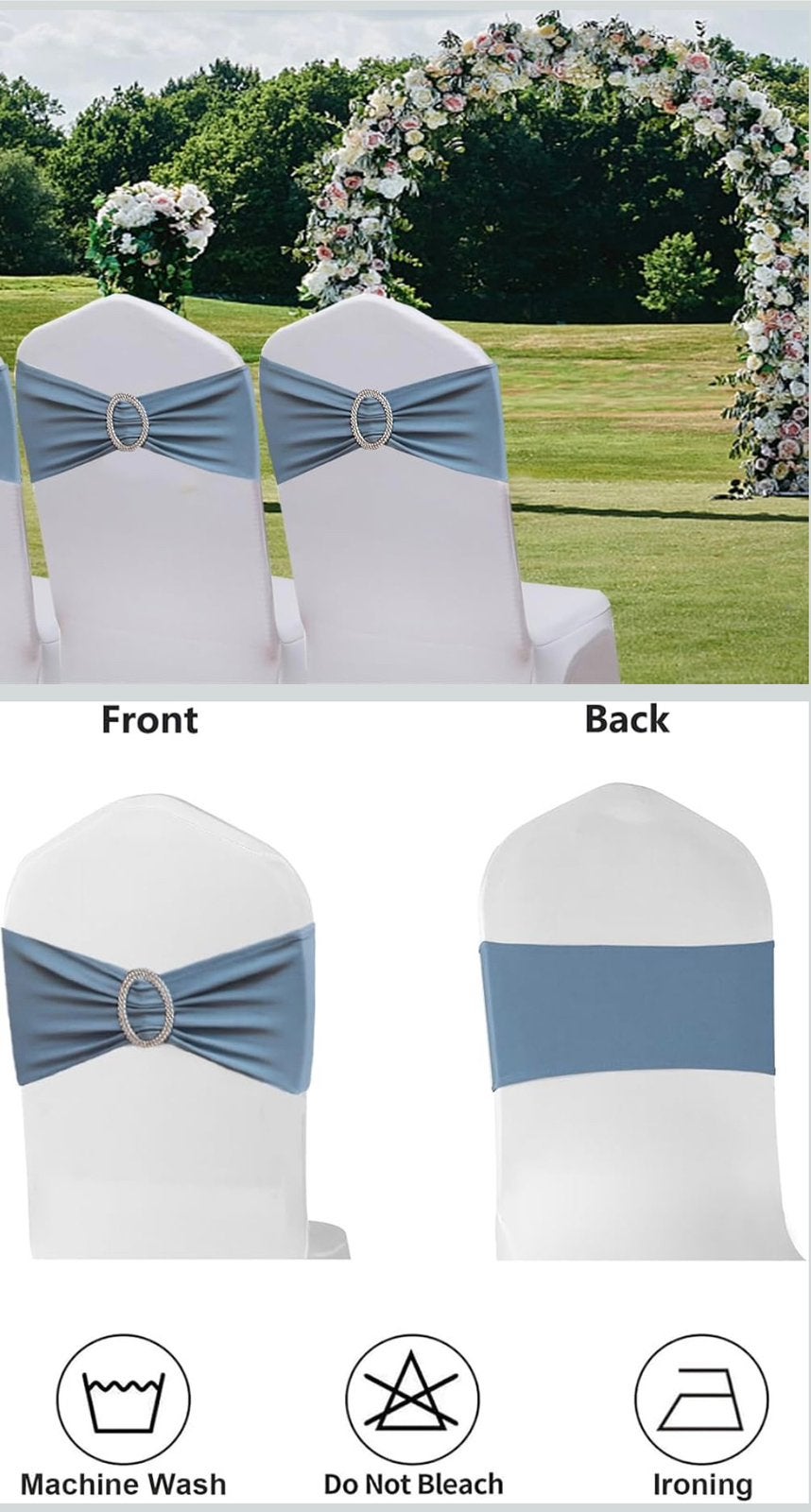 Lot de 100 nœuds de chaise extensibles bleu poudré, mariage., Enlèvement, Utilisé, Bleu
