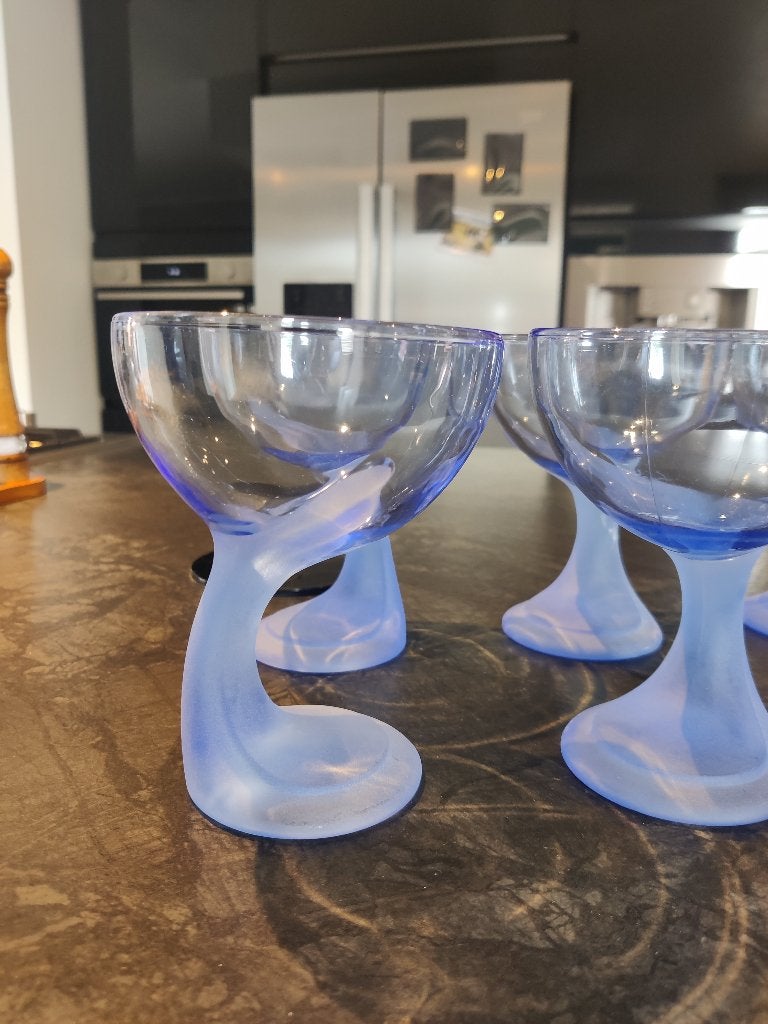 6 coupes soles/bols à crème glacée bleus, Enlèvement ou Envoi, Comme neuf, Verre, Récipient(s)