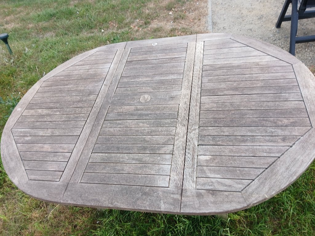 houten teak buitentafel, Ophalen