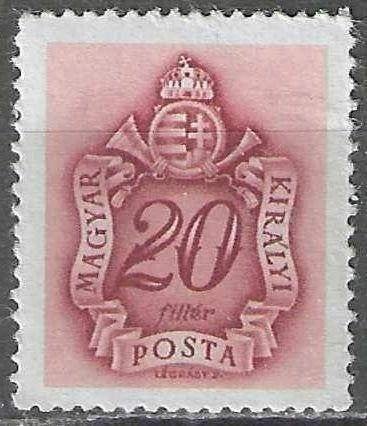Hongrie 1934 - Yvert 148TX - Timbre fiscal - 20 fi. (OU), Envoi, Non oblitéré