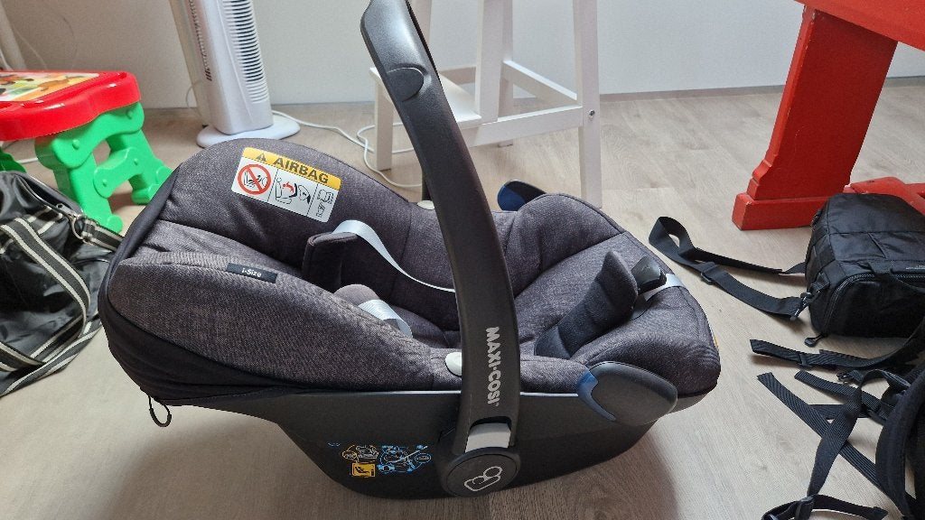 Maxi Cosi Pebble Pro Sparkling Grey + familyfix3 + regenhoes, Comme neuf, Protection latérale, Enlèvement, Isofix