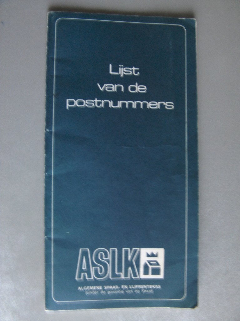 Lijst van postnummers ASLK jaren 60-70 brochure boekje, Verzamelen, Ophalen of Verzenden