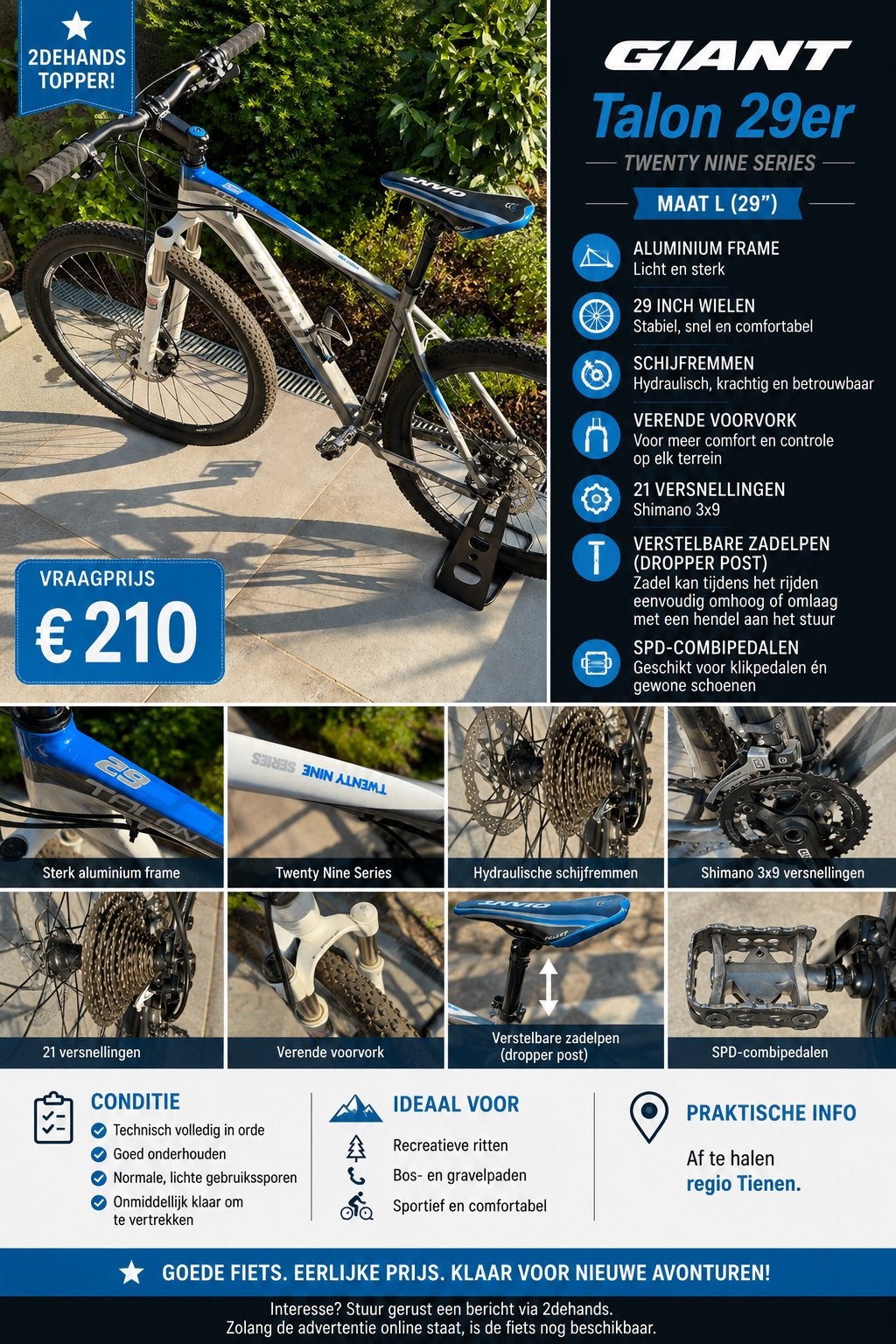 Giant Talon 29 – Twenty Nine Series – Maat L (29”), Ophalen, Gebruikt, Vering, Giant