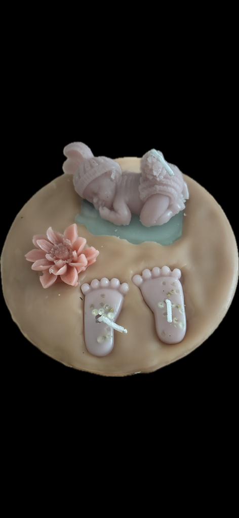 Hand gemaakte Baby kaarsjes, Enlèvement ou Envoi, Bougie, Autres matériaux, Crème