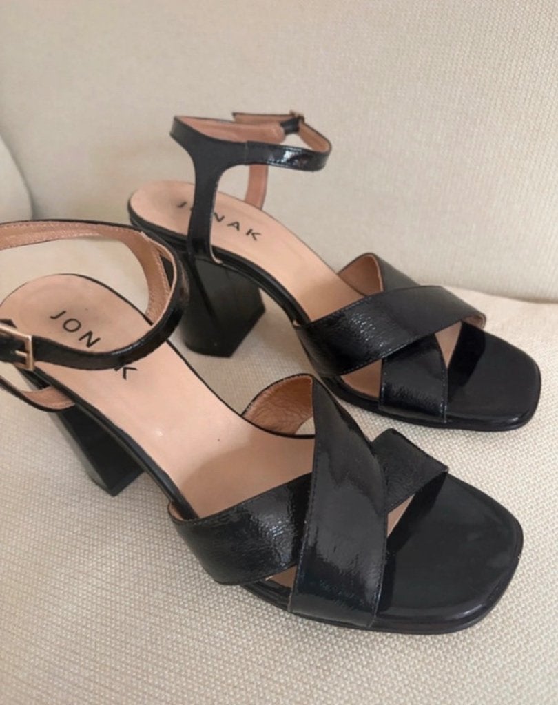 Sandales Jonak noires vernies, Enlèvement ou Envoi, Porté, Noir