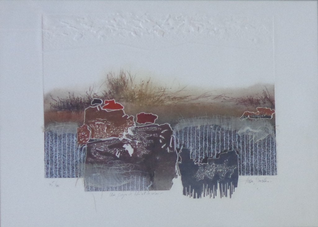 FRANCIS MEAN / PAYS DE BLE / ETS + COLLAGE / 56x76cm / KADER, Antiquités & Art, Numéroté, Enlèvement, Paysages, Eau-forte