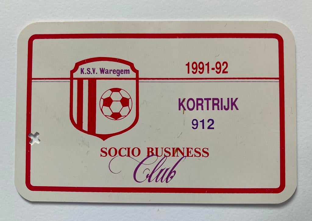 Toegangsticket KSV Waregem voetbal 1991-1992, Verzamelen, Ophalen of Verzenden
