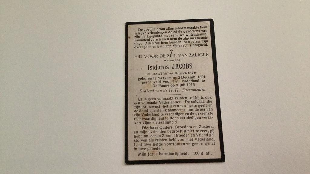 Victime de guerre 1915 Mercem De Panne, Collections, Enlèvement ou Envoi