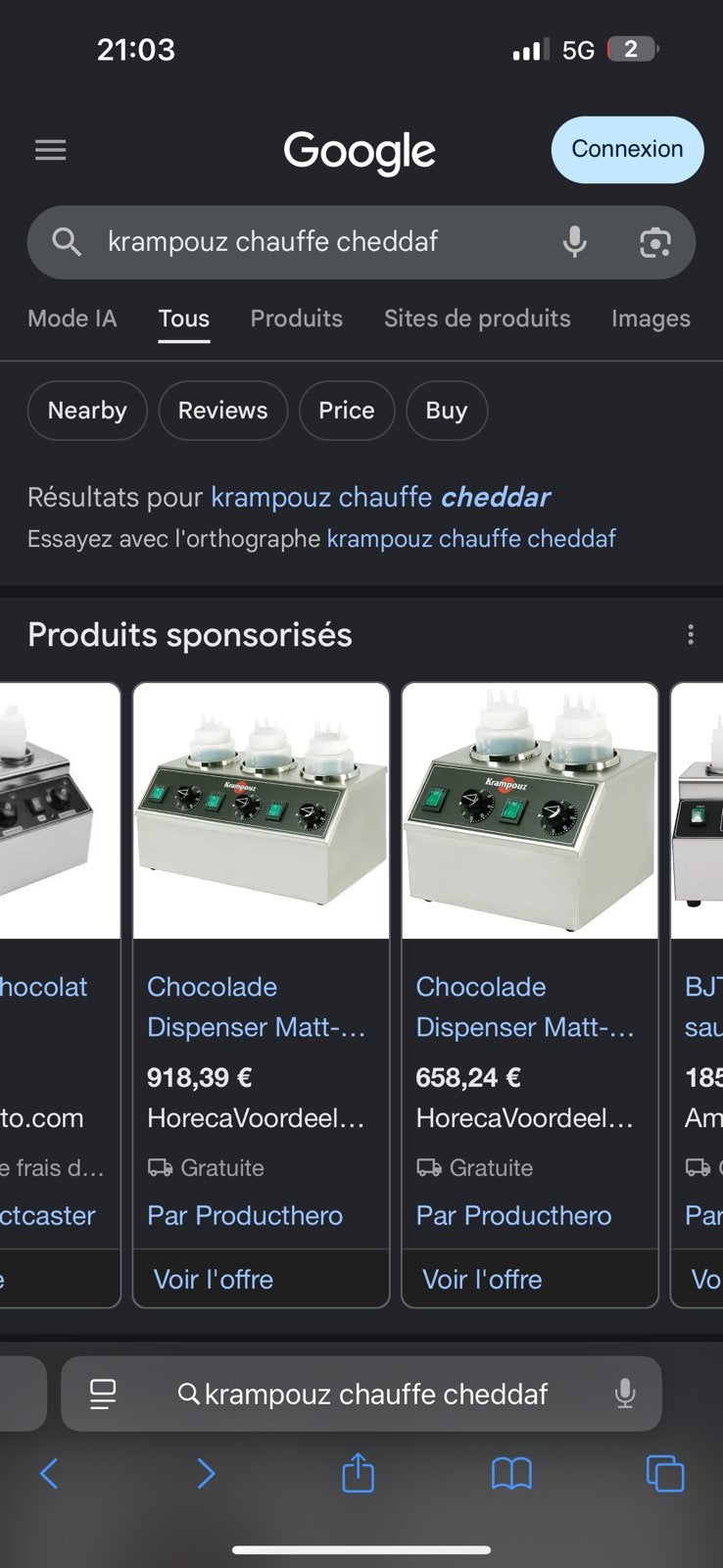 Chauffe cheddar - maintien chaud KRAMPOUZ, Enlèvement