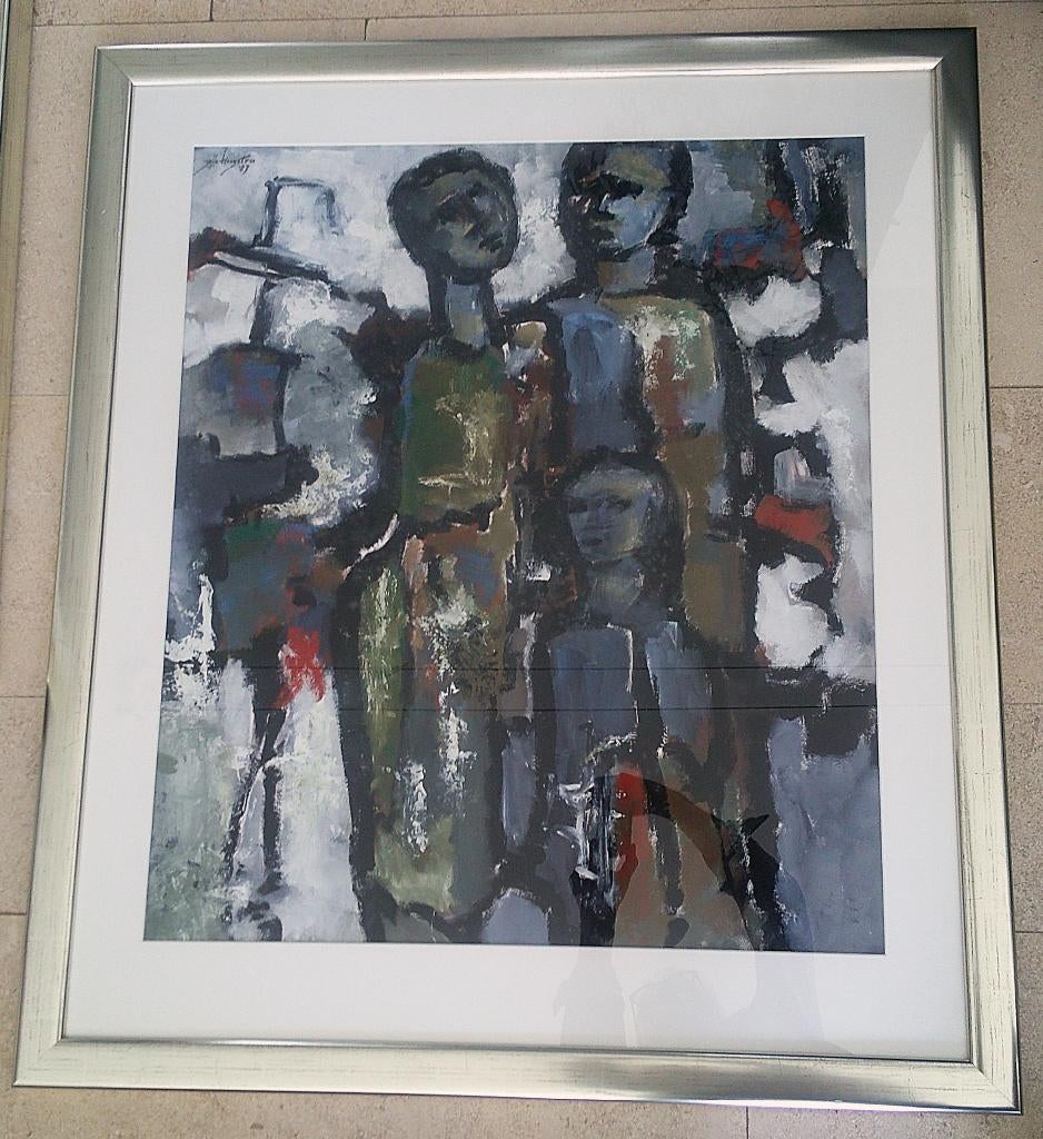 3 jongelui in abstract '87 - Jelle Hoogstra 1924-2003, Antiek en Kunst, Kunst | Schilderijen | Klassiek, Ophalen