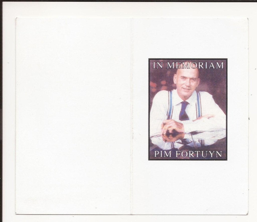 Pim Fortuyn 1948 - 2002 tué à Hilversum, Envoi, Image pieuse