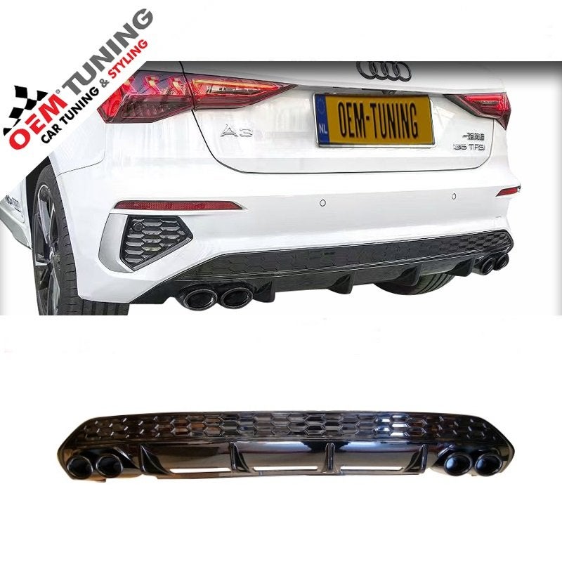 Diffuser geschikt voor A3 8Y | S3 Look | 20-24 | full zwart, Neuf, Arrière, Audi, Enlèvement ou Envoi