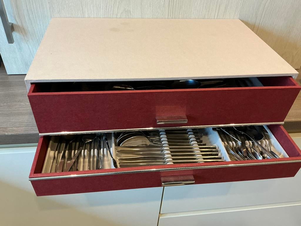Vintage bestek met koffer oa reppel shell roosje enz, Ophalen, Zo goed als nieuw