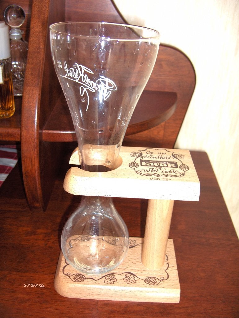 1 Pauwels Kwak glas in houten houder, Enlèvement ou Envoi, Comme neuf