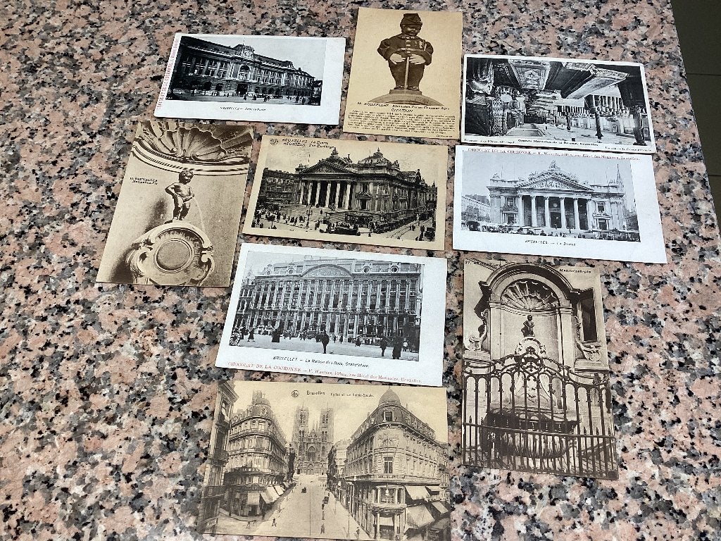 Lot de 9 cartes postales anciennes BRUXELLES, Collections, Enlèvement ou Envoi, Avant 1920, Affranchie, Bruxelles (Capitale)