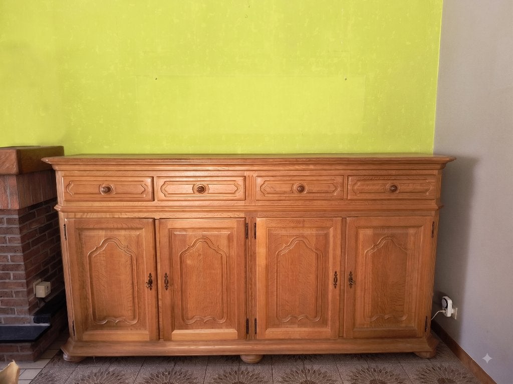 Grote houten dressoirkast - 246x57x130, Huis en Inrichting, Ophalen, Gebruikt, Met lade(s), 200 cm of meer