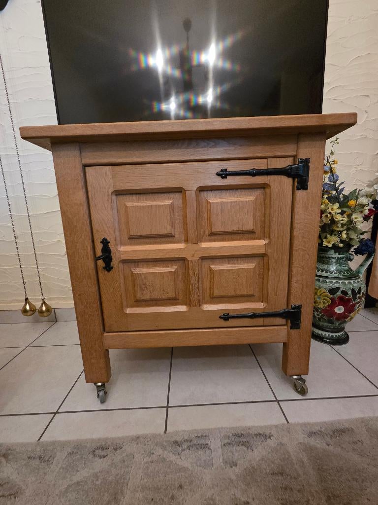 Meuble TV en chêne massif, Ophalen, Gebruikt, Eikenhout, 50 tot 100 cm