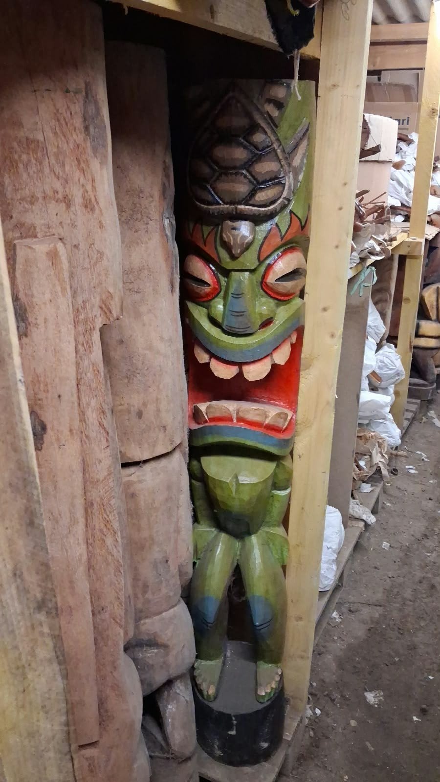 statue totem tiki 150 cm en bois de cocotier, Ophalen of Verzenden, Hout, Beeld